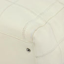 CHANEL Choco Bar Shoulder Bag Caviar Skin White Silver CC Auth bs30605-15