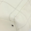 CHANEL Choco Bar Shoulder Bag Caviar Skin White Silver CC Auth bs30605-13