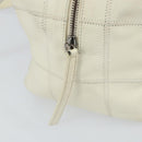 CHANEL Choco Bar Shoulder Bag Caviar Skin White Silver CC Auth bs30605-16