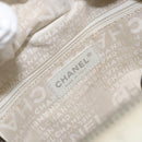 CHANEL Choco Bar Shoulder Bag Caviar Skin White Silver CC Auth bs30605-21