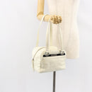 CHANEL Choco Bar Shoulder Bag Caviar Skin White Silver CC Auth bs30605-26