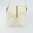 CHANEL Choco Bar Shoulder Bag Caviar Skin White Silver CC Auth bs30605-3