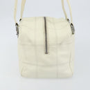 CHANEL Choco Bar Shoulder Bag Caviar Skin White Silver CC Auth bs30605-4