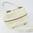 CHANEL Choco Bar Shoulder Bag Caviar Skin White Silver CC Auth bs30605-6
