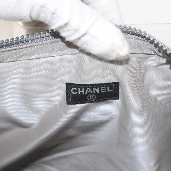 CHANEL Tote Bag Rubber Gray CC Auth bs30606