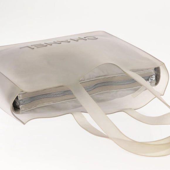 CHANEL Tote Bag Rubber Gray CC Auth bs30606