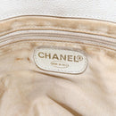 CHANEL COCO Mark Hand Bag Caviar Skin White Gold CC Auth bs30607-9