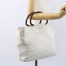 CHANEL COCO Mark Hand Bag Caviar Skin White Gold CC Auth bs30607-22