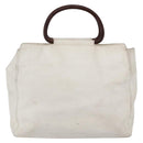 CHANEL COCO Mark Hand Bag Caviar Skin White Gold CC Auth bs30607-2