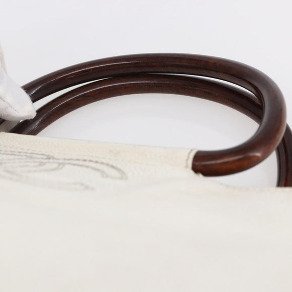 CHANEL COCO Mark Hand Bag Caviar Skin White Gold CC Auth bs30607