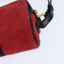 GUCCI Sherry Line Shoulder Bag Suede Patent Red Gold black 527350 Auth bs30609-16