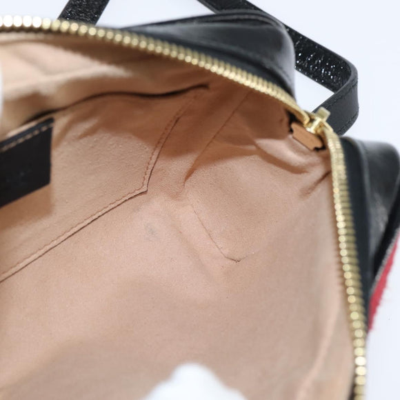 GUCCI Sherry Line Shoulder Bag Suede Patent Red Gold black 527350 Auth bs30609