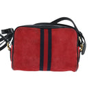 GUCCI Sherry Line Shoulder Bag Suede Patent Red Gold black 527350 Auth bs30609-2