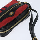 GUCCI Sherry Line Shoulder Bag Suede Patent Red Gold black 527350 Auth bs30609-6