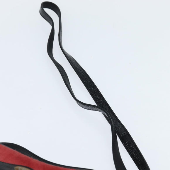 GUCCI Sherry Line Shoulder Bag Suede Patent Red Gold black 527350 Auth bs30609