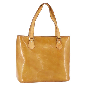 LOUIS VUITTON Monogram Vernis Houston Hand Bag Beige M91004 LV Auth bs30619