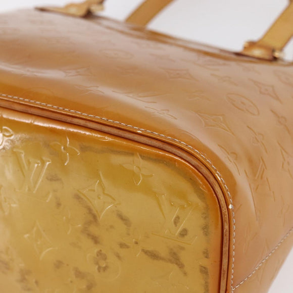 LOUIS VUITTON Monogram Vernis Houston Hand Bag Beige M91004 LV Auth bs30619