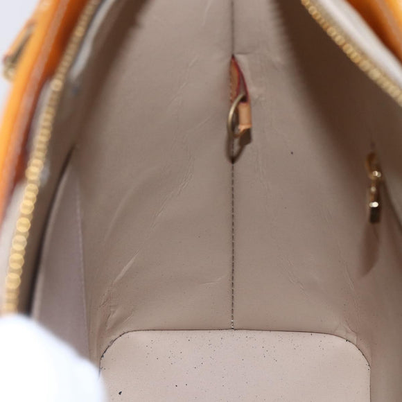 LOUIS VUITTON Monogram Vernis Houston Hand Bag Beige M91004 LV Auth bs30619