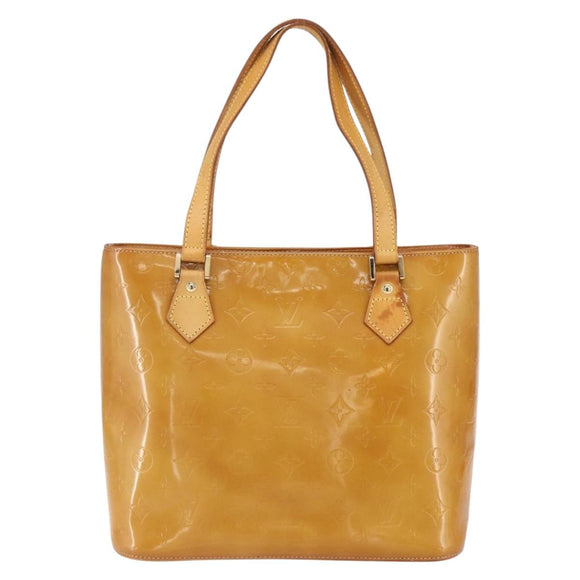 LOUIS VUITTON Monogram Vernis Houston Hand Bag Beige M91004 LV Auth bs30619