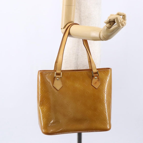 LOUIS VUITTON Monogram Vernis Houston Hand Bag Beige M91004 LV Auth bs30619