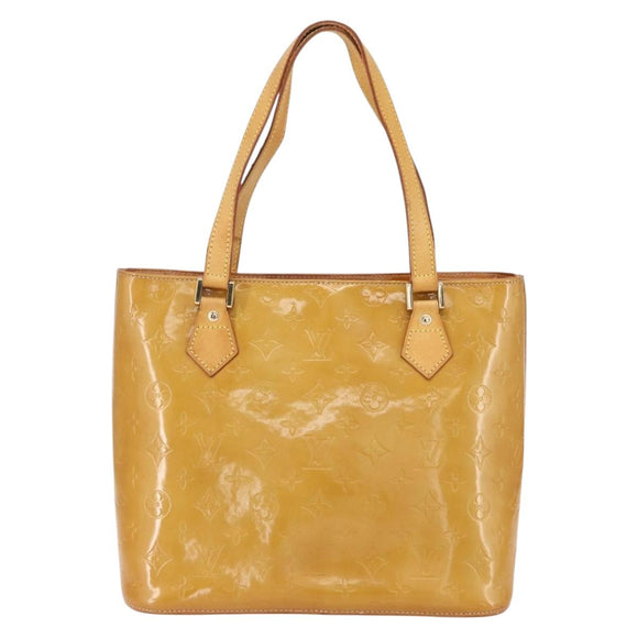 LOUIS VUITTON Monogram Vernis Houston Hand Bag Beige M91004 LV Auth bs30619