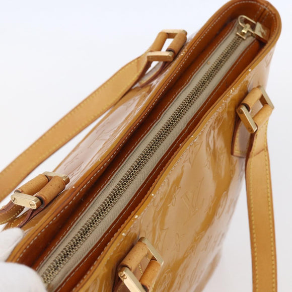 LOUIS VUITTON Monogram Vernis Houston Hand Bag Beige M91004 LV Auth bs30619