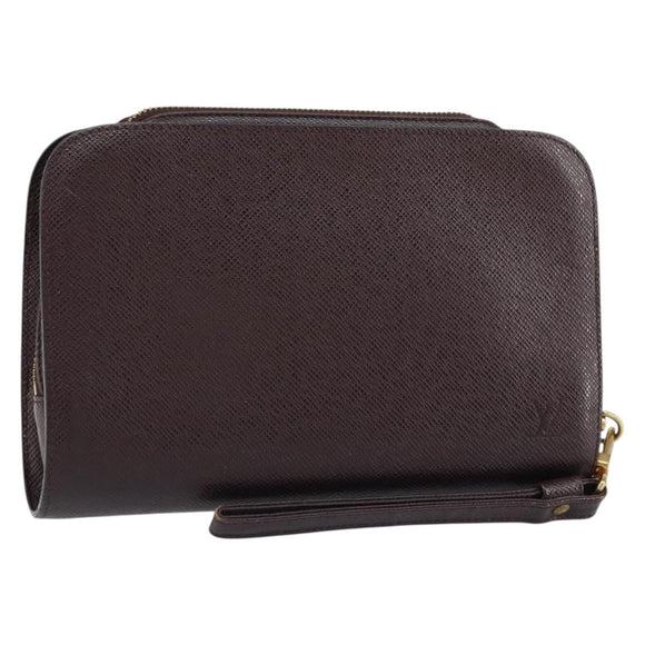 LOUIS VUITTON Taiga Baikal Clutch Bag Acajou M30186 LV Auth bs30620