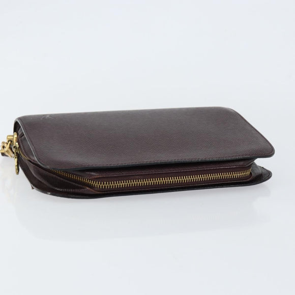 LOUIS VUITTON Taiga Baikal Clutch Bag Acajou M30186 LV Auth bs30620