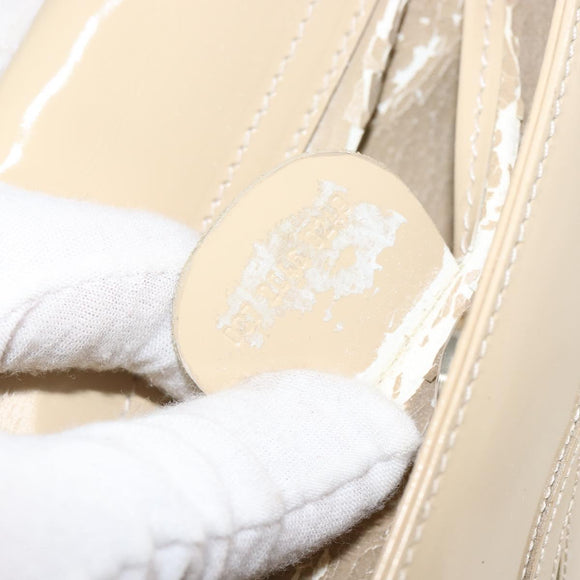 GUCCI Hand Bag Enamel Beige Silver 007 2046 0249 Auth bs30627