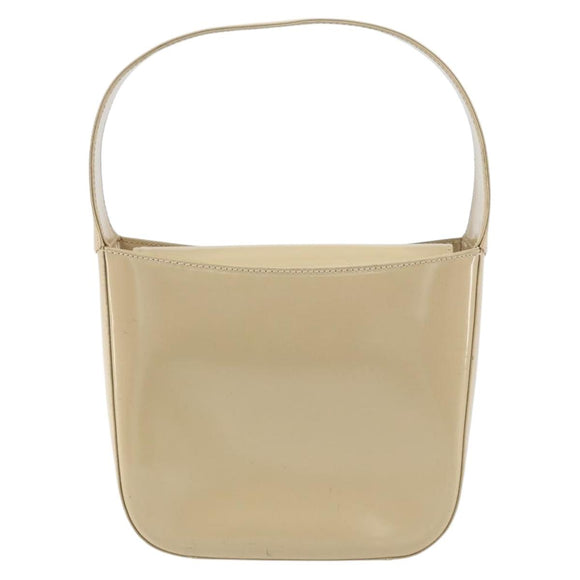 GUCCI Hand Bag Enamel Beige Silver 007 2046 0249 Auth bs30627