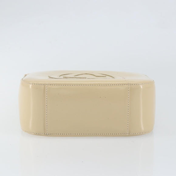 GUCCI Hand Bag Enamel Beige Silver 007 2046 0249 Auth bs30627