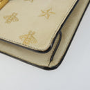 GUCCI Sherry Line Hand Bag Leather White Gold Navy 470270 Auth bs30628-10