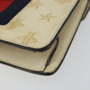 GUCCI Sherry Line Hand Bag Leather White Gold Navy 470270 Auth bs30628-12