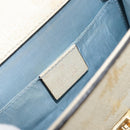 GUCCI Sherry Line Hand Bag Leather White Gold Navy 470270 Auth bs30628-16