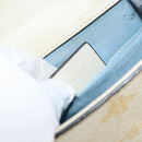 GUCCI Sherry Line Hand Bag Leather White Gold Navy 470270 Auth bs30628-21