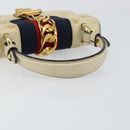 GUCCI Sherry Line Hand Bag Leather White Gold Navy 470270 Auth bs30628-7