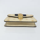 GUCCI Sherry Line Hand Bag Leather White Gold Navy 470270 Auth bs30628-9