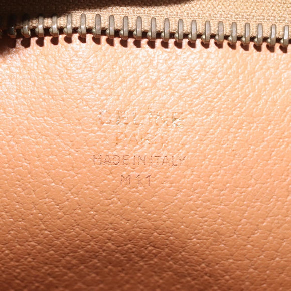 CELINE Macadam Canvas Clutch Bag PVC Leather Brown Gold Auth bs30630