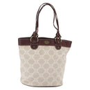 CELINE Macadam Canvas Tote Bag Beige Auth bs30631-1