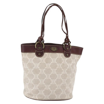 CELINE Macadam Canvas Tote Bag Beige Auth bs30631