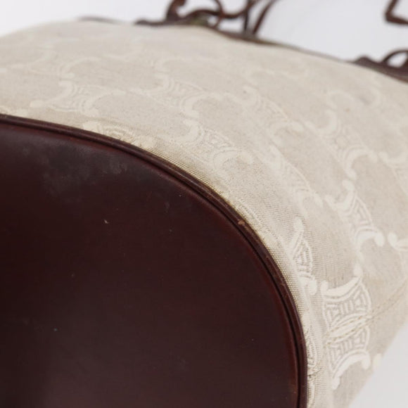 CELINE Macadam Canvas Tote Bag Beige Auth bs30631