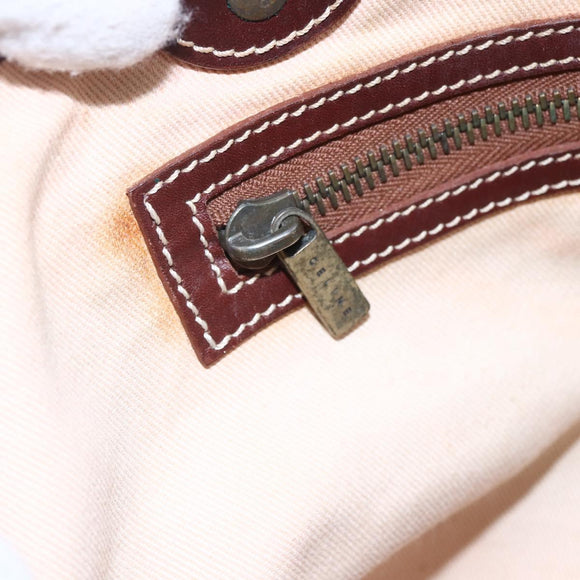 CELINE Macadam Canvas Tote Bag Beige Auth bs30631