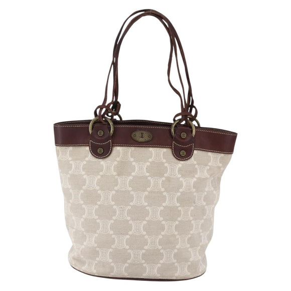 CELINE Macadam Canvas Tote Bag Beige Auth bs30631