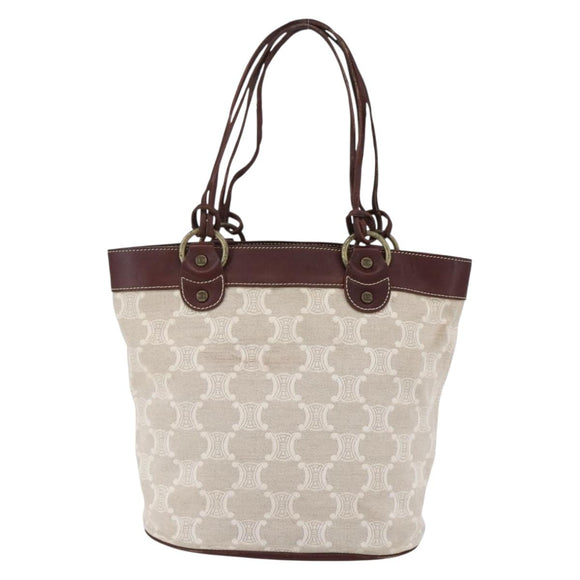 CELINE Macadam Canvas Tote Bag Beige Auth bs30631