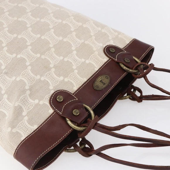 CELINE Macadam Canvas Tote Bag Beige Auth bs30631