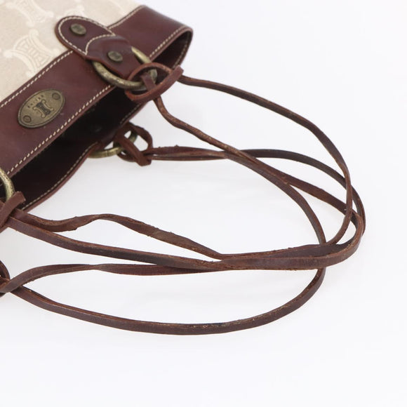 CELINE Macadam Canvas Tote Bag Beige Auth bs30631