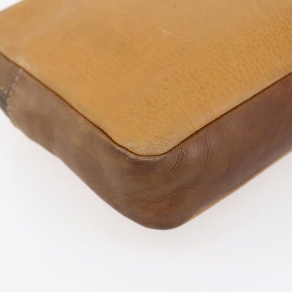 LOEWE Anagram Clutch Bag Leather Beige Auth bs30633