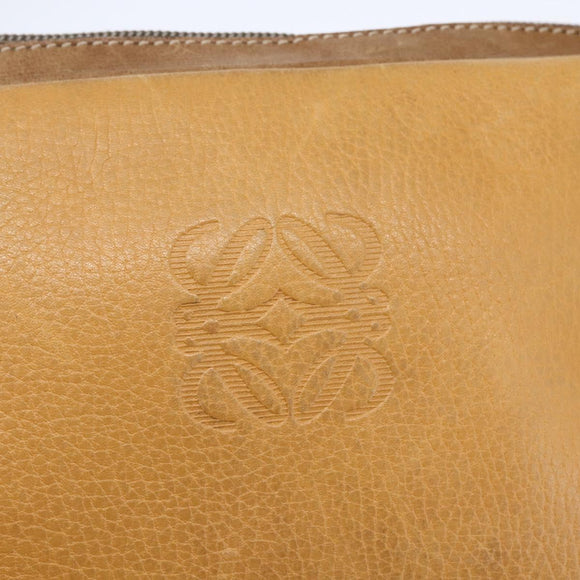 LOEWE Anagram Clutch Bag Leather Beige Auth bs30633