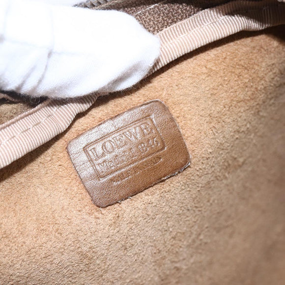 LOEWE Anagram Clutch Bag Leather Beige Auth bs30633