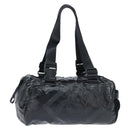 CHANEL Boston Bag Nylon Black Silver CC Auth bs30634-1